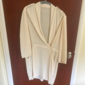 Wilfred cream coloured belted dress with pockets.